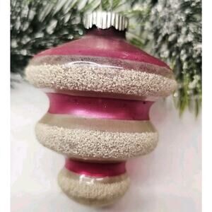 Vintage Shiny Brite Glass Ornament Mica Unsilvered Atomic UFO Tornado Christmas